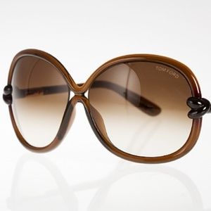 New Tom Ford Brown Round Sonja Sunglasses w Case